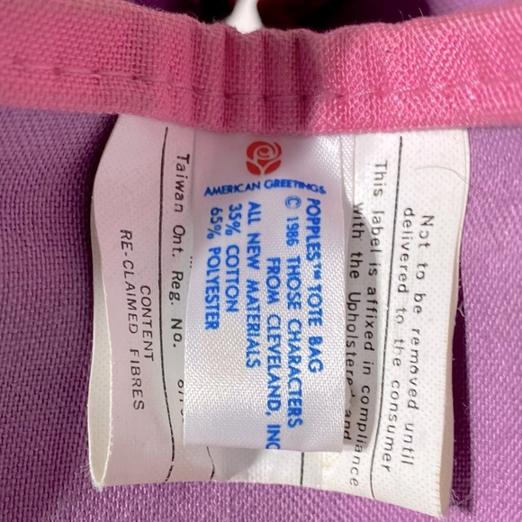 Vintage 1986 American Greetings Popples Pink Purple Childs Mini Tote Bag Purse - Picture 7 of 16